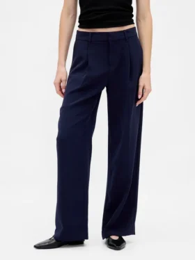 Pantalones de tiro bajo con pliegues y pierna ancha 365