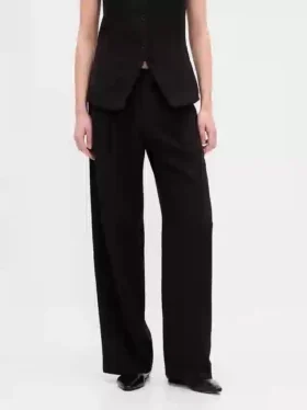 Pantalones de tiro bajo con pliegues y pierna ancha 365