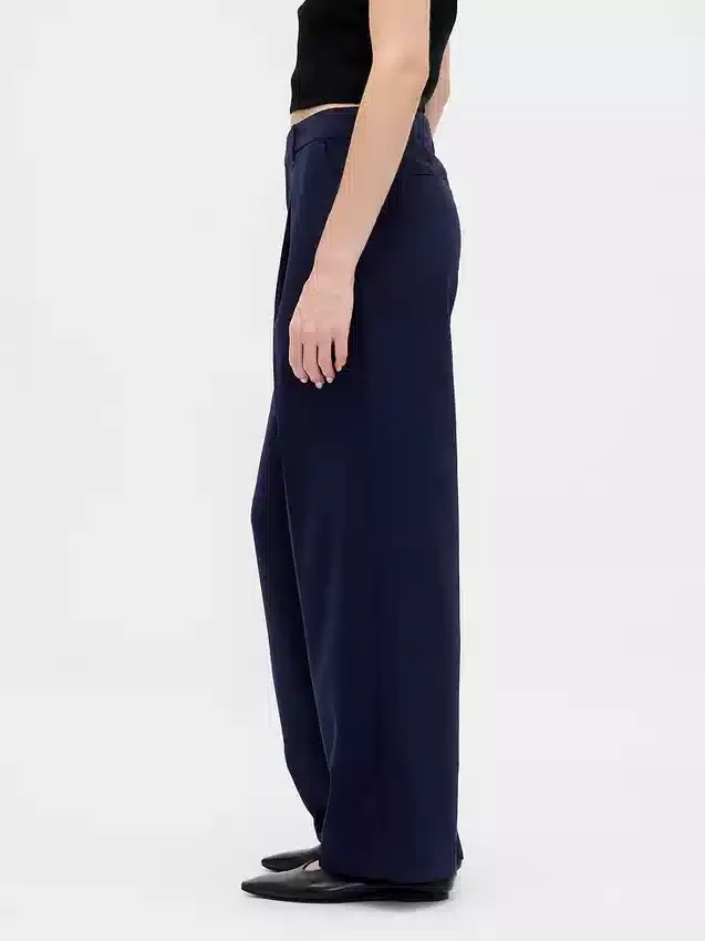 Pantalones de tiro bajo con pliegues y pierna ancha 365