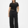 Pantalones de tiro bajo con pliegues y pierna ancha 365