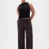 Pantalones de tiro bajo con pliegues y pierna ancha 365