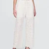 Pantalones de tiro medio con ojales y corte ancho