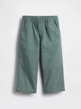 Pantalones holgados de carpintero con doble refuerzo en las rodillas para niños pequeños, sin cremallera