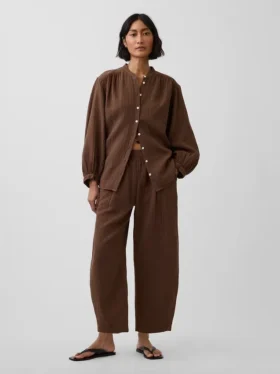 Pantalones holgados de gasa de algodón