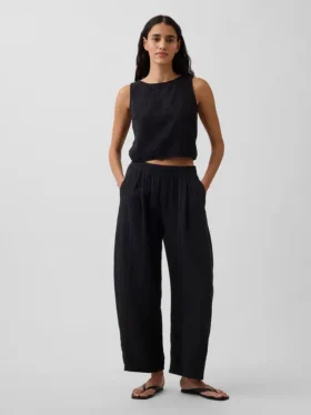 Pantalones holgados de gasa de algodón