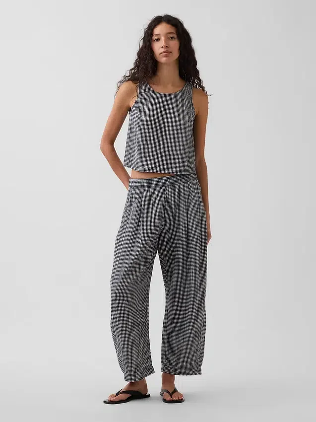 Pantalones holgados de gasa de algodón