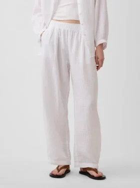 Pantalones holgados de gasa de algodón