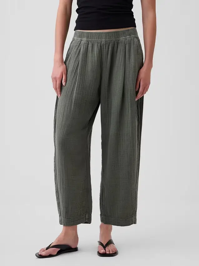 Pantalones holgados de gasa de algodón