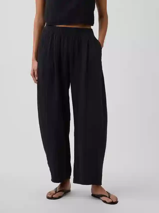 Pantalones holgados de gasa de algodón