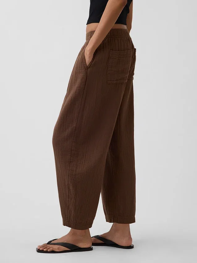 Pantalones holgados de gasa de algodón