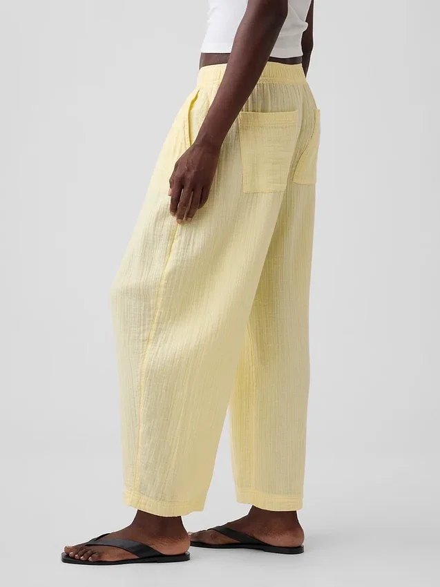 Pantalones holgados de gasa de algodón