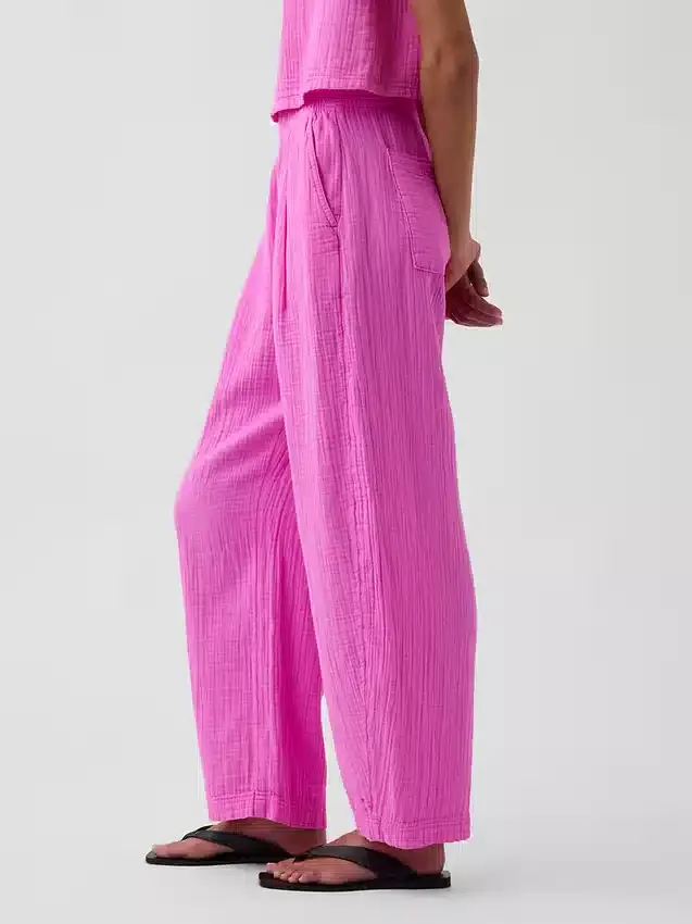Pantalones holgados de gasa de algodón