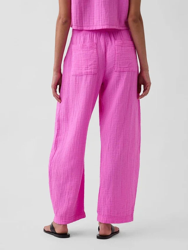 Pantalones holgados de gasa de algodón