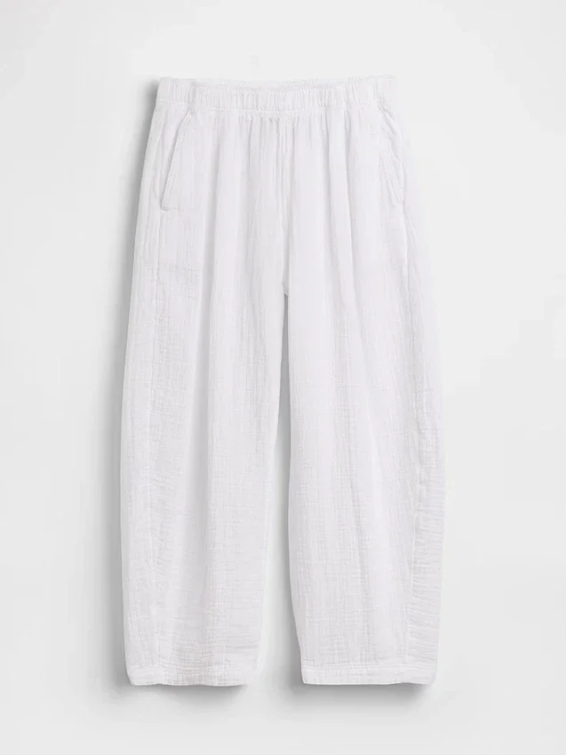 Pantalones holgados de gasa de algodón