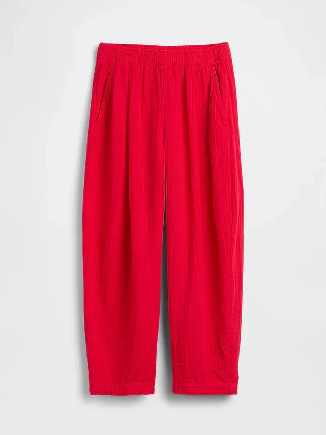 Pantalones holgados de gasa de algodón