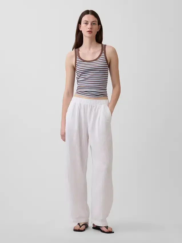 Pantalones holgados de gasa de algodón