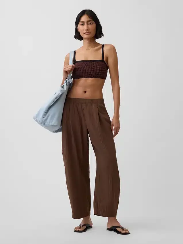 Pantalones holgados de gasa de algodón