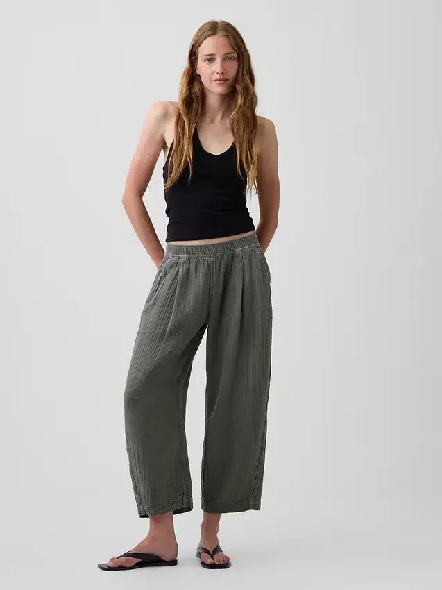 Pantalones holgados de gasa de algodón