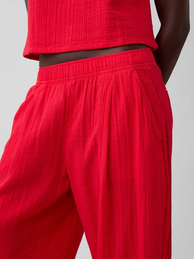 Pantalones holgados de gasa de algodón