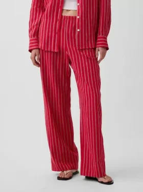 Pantalones holgados de mezcla de lino