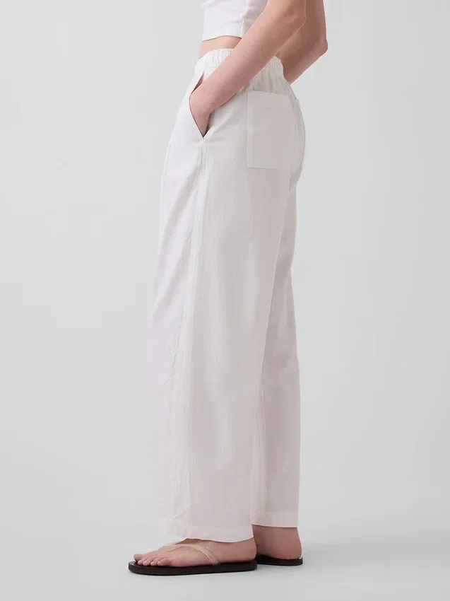 Pantalones holgados de mezcla de lino
