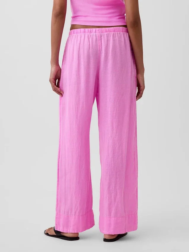 Pantalones holgados de mezcla de lino