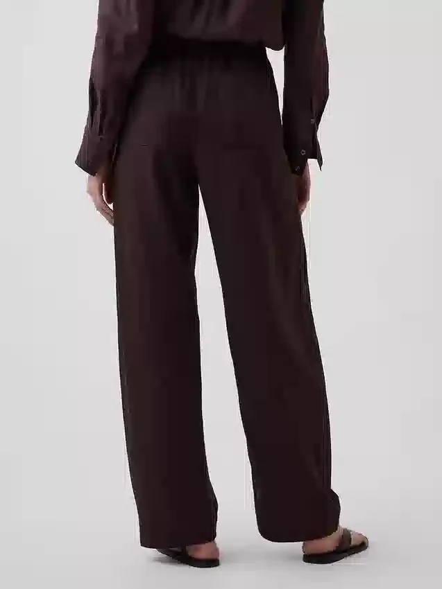 Pantalones holgados de mezcla de lino