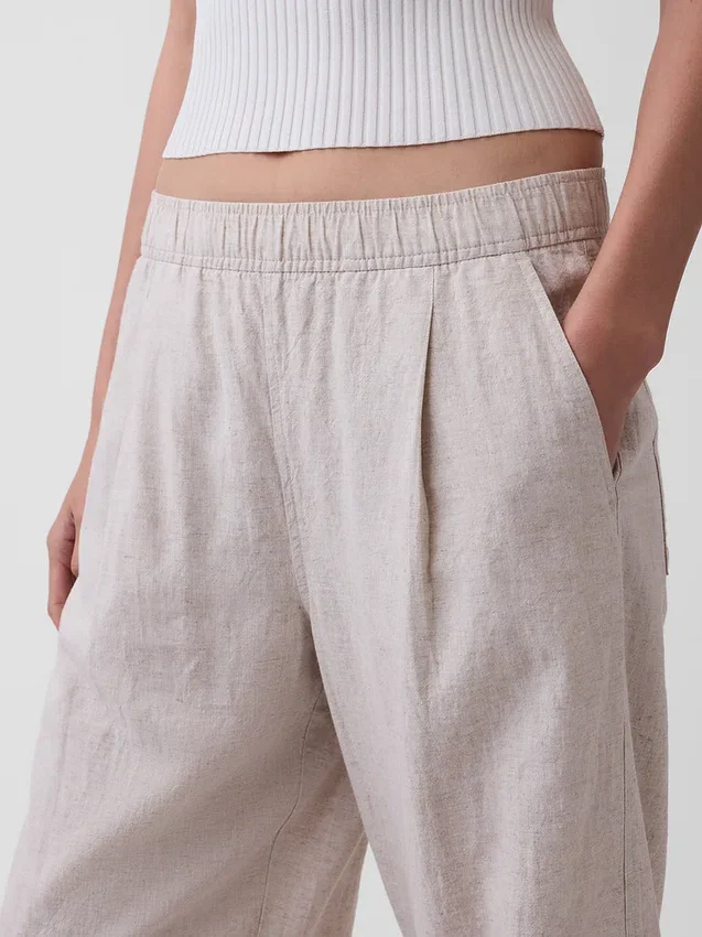 Pantalones holgados de mezcla de lino