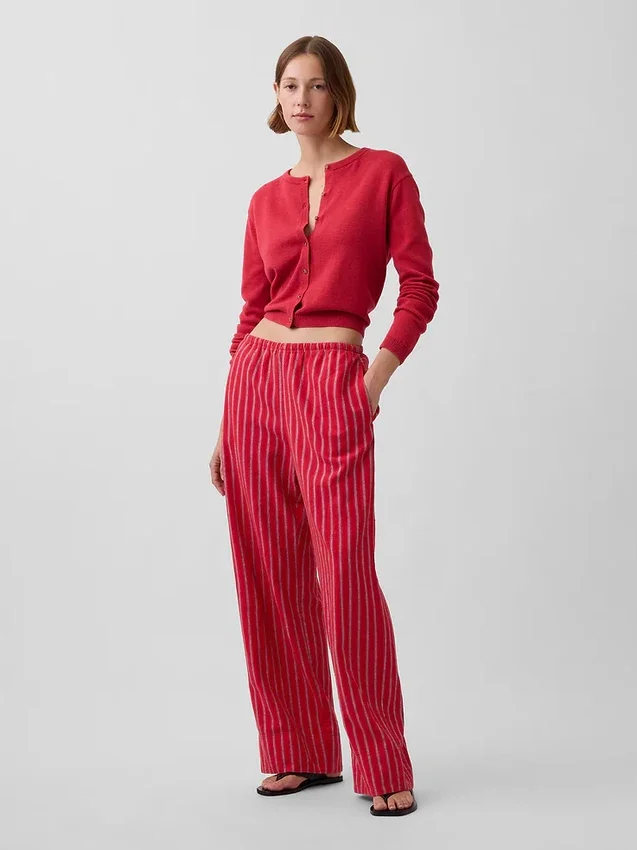 Pantalones holgados de mezcla de lino