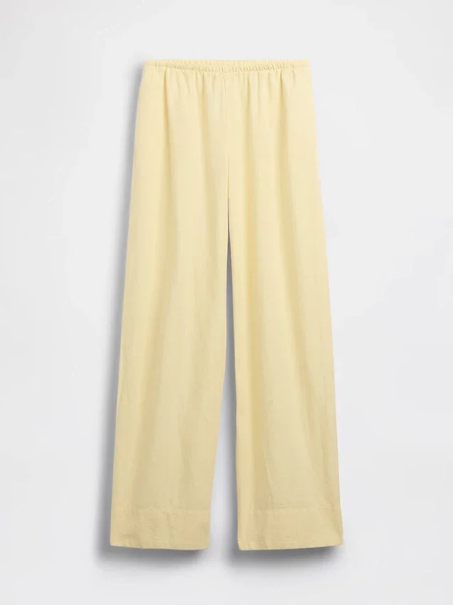Pantalones holgados de mezcla de lino