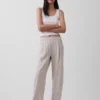 Pantalones holgados de mezcla de lino