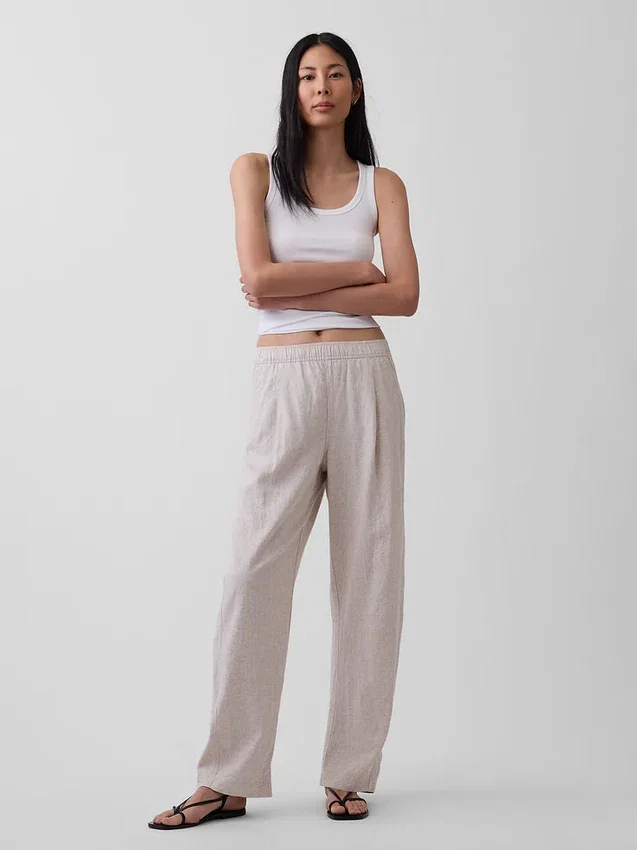 Pantalones holgados de mezcla de lino