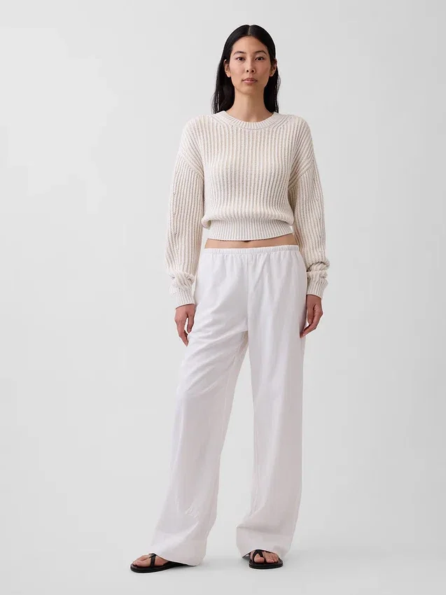 Pantalones holgados de mezcla de lino