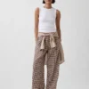 Pantalones holgados de mezcla de lino