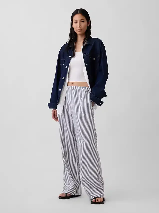 Pantalones holgados de mezcla de lino