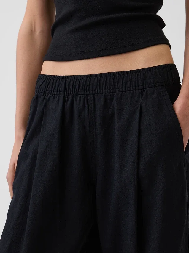 Pantalones holgados de mezcla de lino