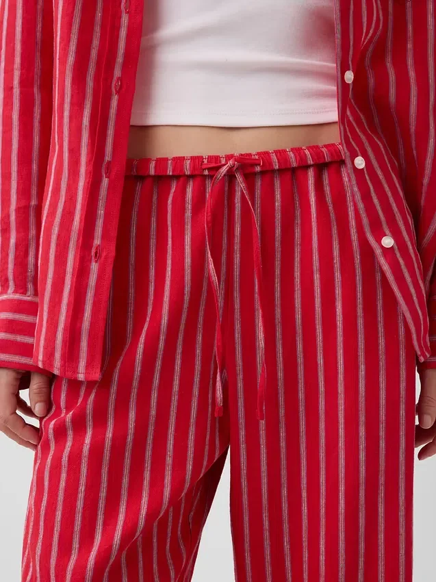 Pantalones holgados de mezcla de lino