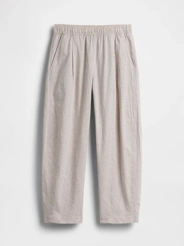 Pantalones holgados de mezcla de lino