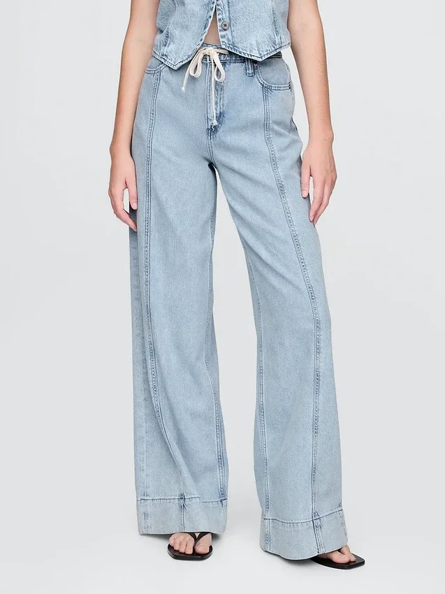 Pantalones holgados de mezclilla ultrasuaves de talle medio