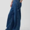 Pantalones holgados de mezclilla ultrasuaves de talle medio