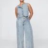Pantalones holgados de mezclilla ultrasuaves de talle medio
