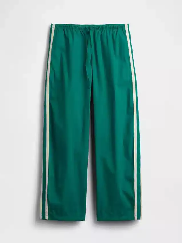 Pantalones holgados de popelín de algodón orgánico con rayas