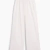 Pantalones holgados de popelín de talle medio y pierna ancha