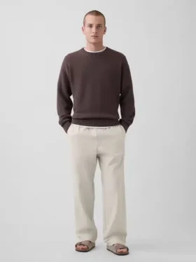 Pantalones holgados y ajustados de lino y algodón