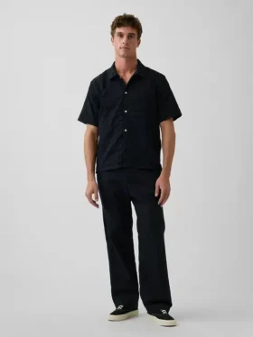 Pantalones holgados y ajustados de lino y algodón