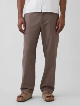 Pantalones holgados y ajustados de lino y algodón