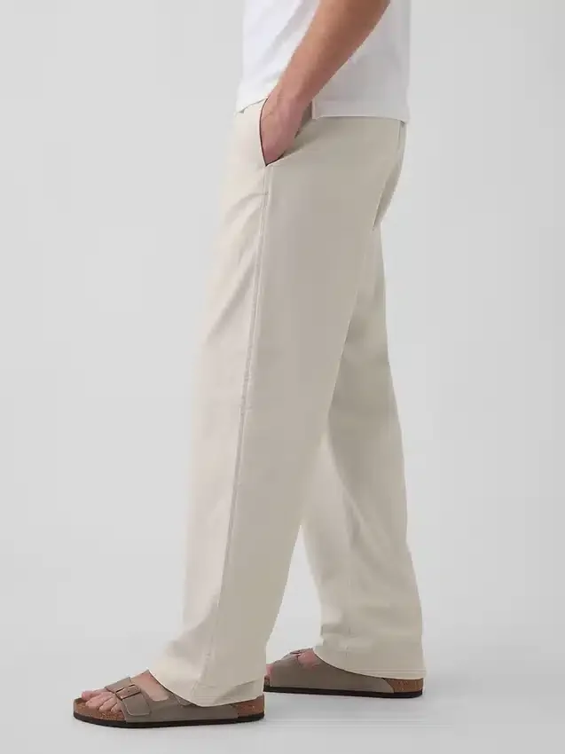 Pantalones holgados y ajustados de lino y algodón