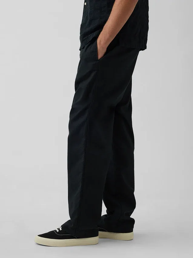 Pantalones holgados y ajustados de lino y algodón