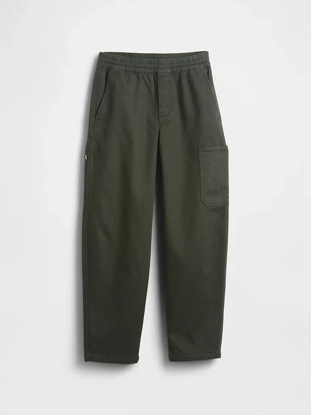 Pantalones holgados y ajustados en los tobillos de estilo cargo para niños, con forro cepillado