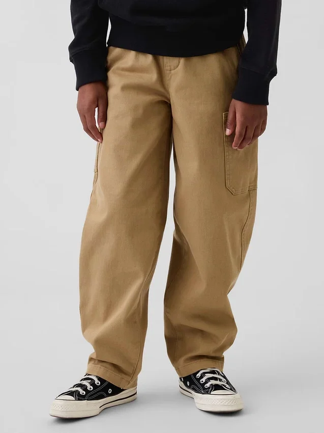 Pantalones holgados y ajustados en los tobillos de estilo cargo para niños, con forro cepillado